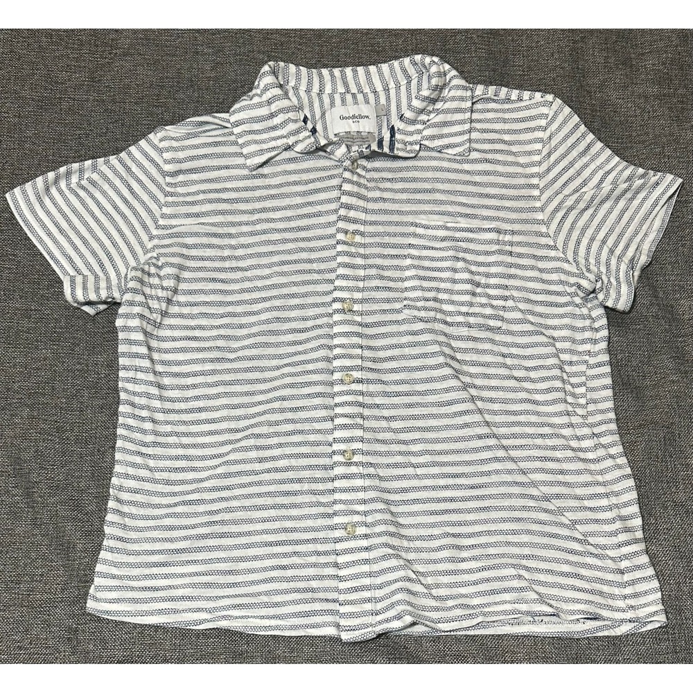 Goodfellow & Co Standard Fit Men's L Striped Short Sleeve Shirt - Picture 1 of 5